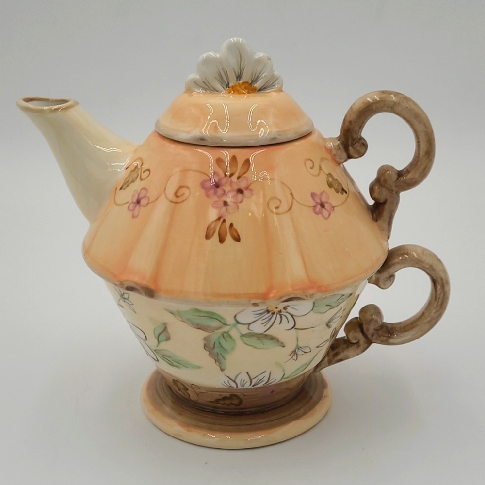 Tracy Porter Hand Painted‎ "Tea For One" Teapot and Cup
